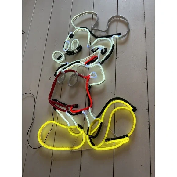 Disney Mickey Mouse Large LED Neon Style Sign Light Red Yellow 31x19 Retro Decor - Picture 6 of 12